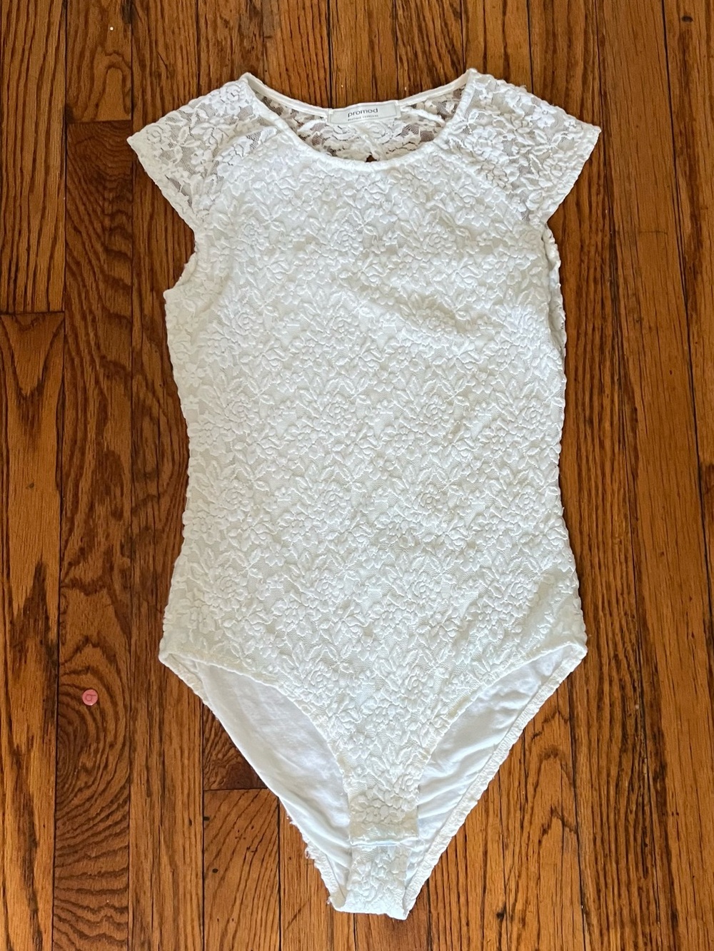 Promod White Lace Cap-Sleeve Bodysuit